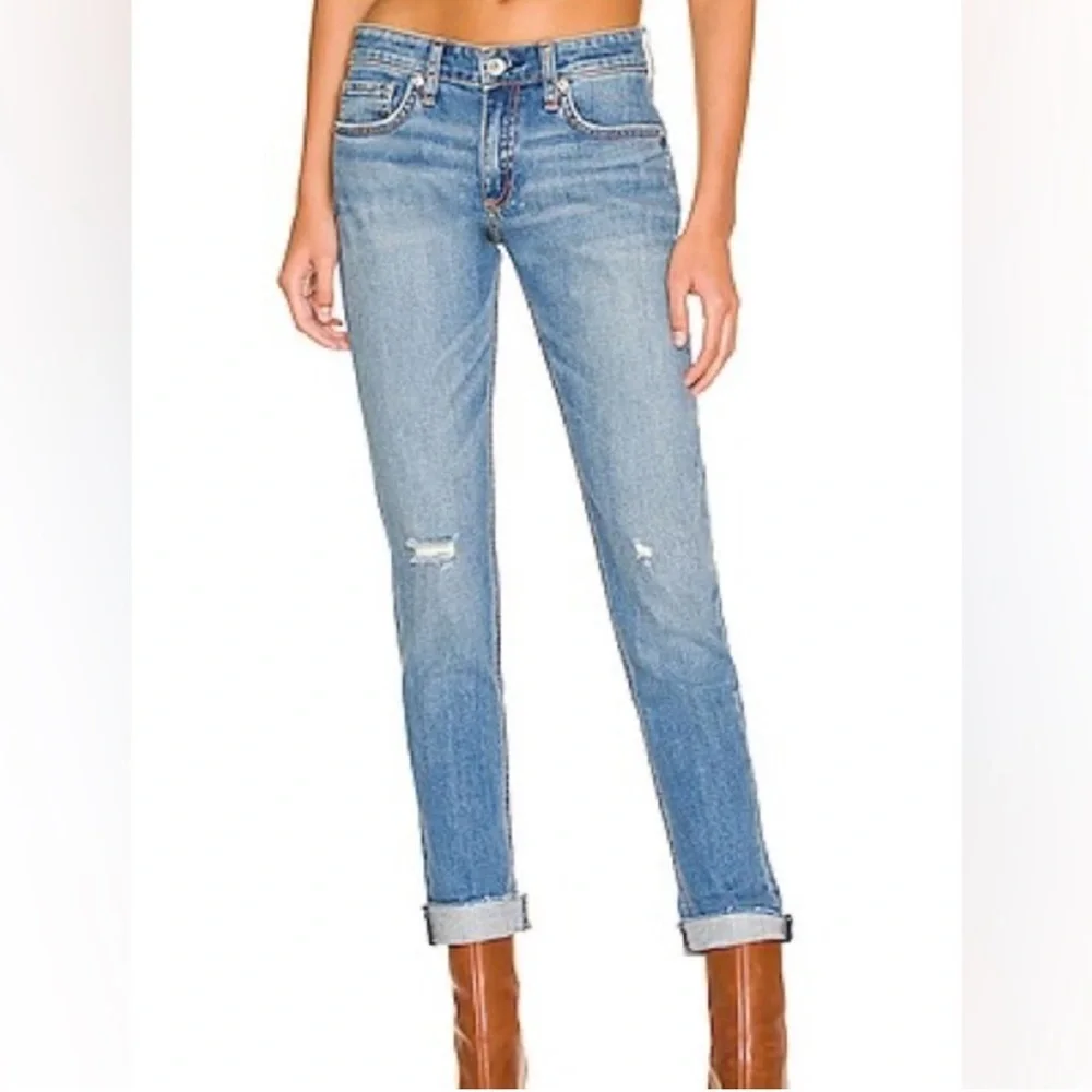 Rag & Bone Dre Lowrise Slim Boyfriend Jeans with holes - Picture 1 of 5